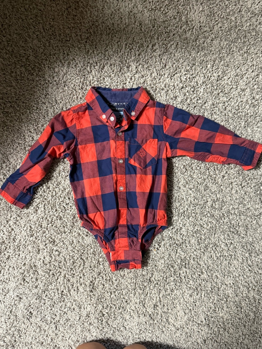 Andy & Evan Red and Navy Plaid Baby Button-Down Shirt